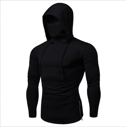 New Embroidery Turtleneck Sweatshirt For Men Japanese Ninja Hoodies Autumn Hip Hop Fleece Pocket Streetwear Oversized Y2K Hoody