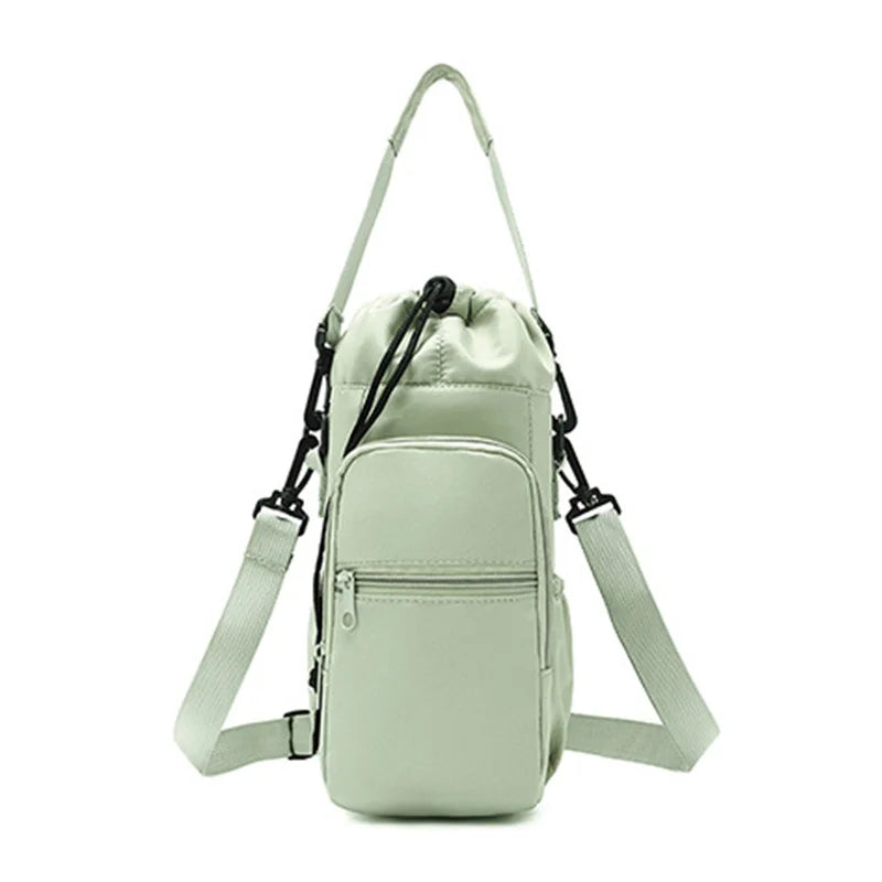 Portable Water Bottle Bag with Adjustable Strap Thermal Mugs Insulated Protective Cover Phone Pocket Outdoor Sports Travel Bag