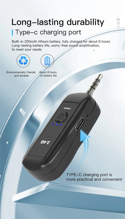 2.4G Head-mounted Wireless Lavalier Microphone Set Transmitter with Receiver for Amplifier Voice Speaker Teaching Tour Guide