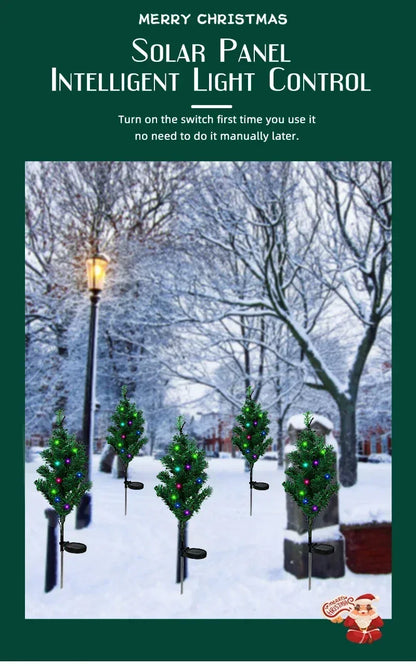 Solar LED Lights Christmas Tree Lawn Lamp Holiday Lantern For House Festive Wedding Courtyard Garden Decoration RGB Light