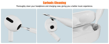 All-in-One Multi-Tool Cleaning Kit for iPhone, AirPods, Android, Earbuds, Keyboard, USB-C Port Dust Removal, with Soft Brushes,