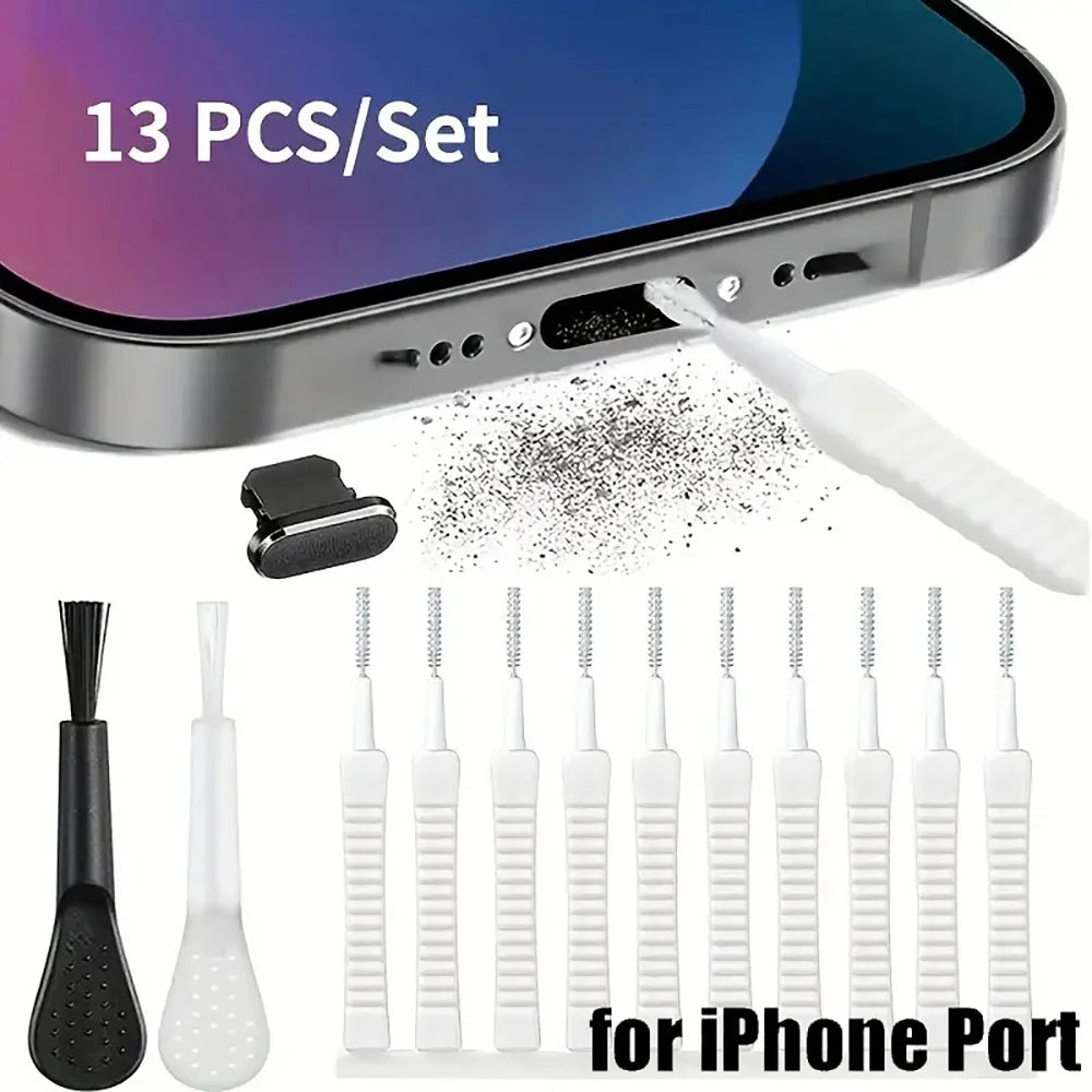 14/13PCS Charging Port Cleaning Brush Set USB-C Lightning Cleaner Kit with Dust Plug for iPhone Samsung Xiaomi Speaker Hole Tool