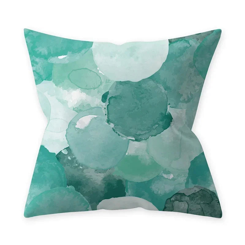 Housse de coussin bleu turquoise, coussins décoratifs pour canapé, housses de coussin géométriques en polyester, 45 x 45 cm, coussins décoratifs, taies d'oreiller simples