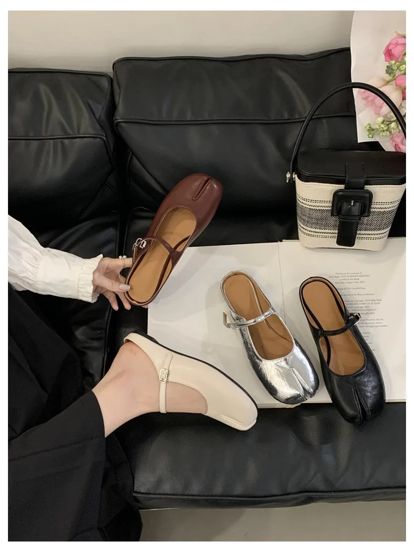 Women Tabi Ninja Slippers Brand Mules Soft Microfiber Comfy Flats Fashion Split Toe Slides Casual Loafer Shallow Ballerina Mujer