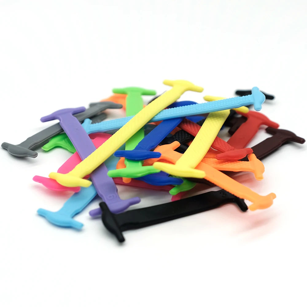 New 16Pcs Elastic Shoe Laces All Sneakers Silicone Stretch Shoelaces Unisex Fashion No Tie Shoelace Rubber Band Shoelaces