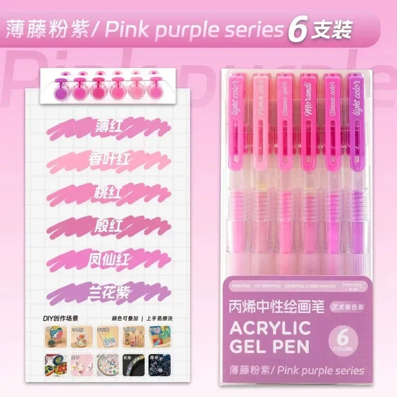 150/6 Colors Acrylic Gel Pen Student Diary Scrapbook Painting DIY Gel Pen Set Color Drawing Doodling Art Markers School Supplies