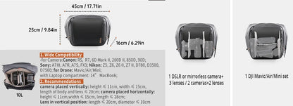 PGYTECH OneGo Solo V2 Camera Shoulder Bag 4L 6L 10L Crossbody Camera Sling Bag Outdoor Travel Bag For Sony /Canon/ Nikon