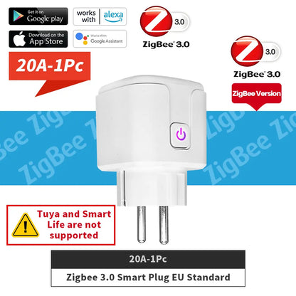 16A/20A Zigbee 3.0 Smart Plug EU Socket With Countdown Timing Voice Control Support Alexa Google Home Yandex Alice
