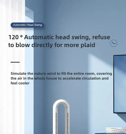 Bladeless Tower Fan with Remote Control 120° Oscillating Air Purifier for Baby Room/Dorm Quiet Floor Fan with Sterilization