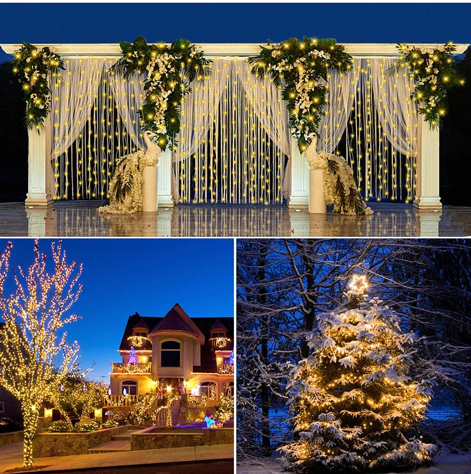 2025 Christmas 10M-100M LED Solar Fairy Lights LED String Garland Tree Decoration Light for Outdoor Garden Lawn Camping Decor