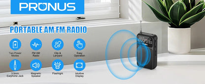 Mini Portable Pocket Radio AM FM AAA USB-C Power 800mAh rechargeable battery Excellent Reception Clear Speaker Headphone Jack
