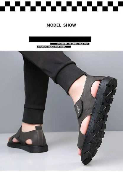 2025 New Fashion Brand Roman Sandals For Men Soft Sole Comfortable High-Quality Leather Beach Men's Casual Shoes
