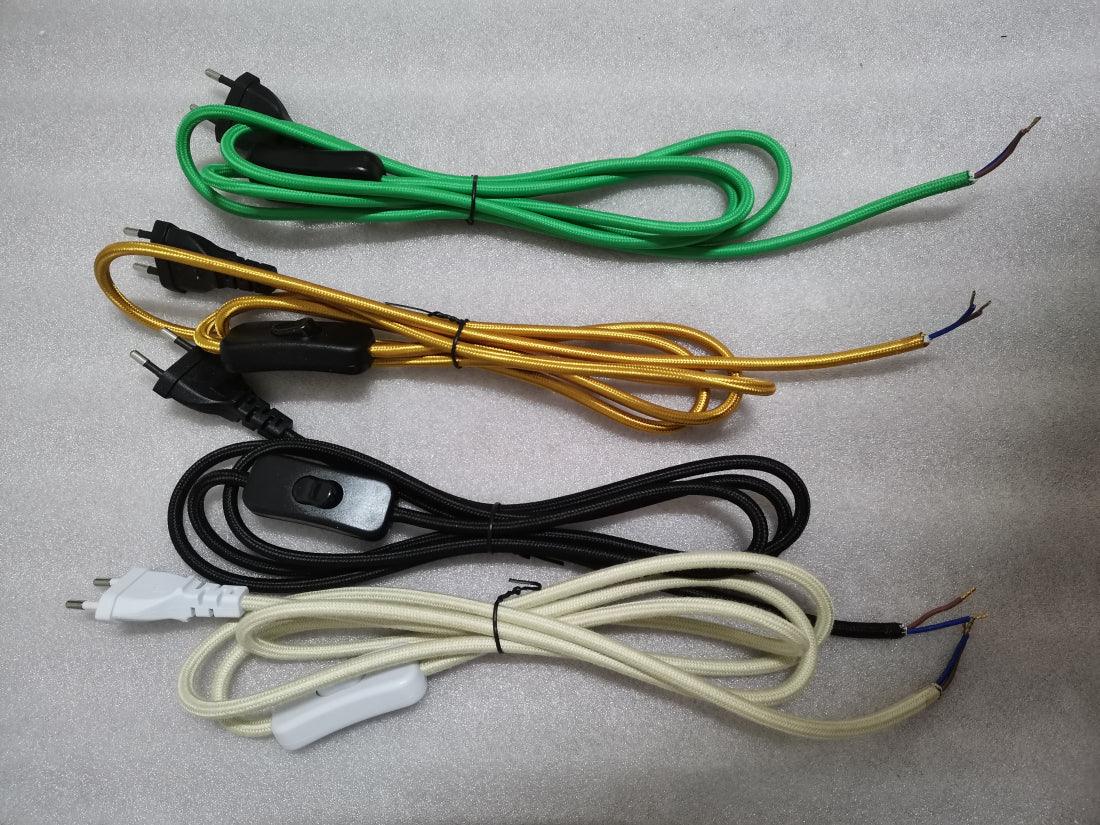 2m AC 220-250V EU Power Cord with Switch Fabric Covered Electrical Power Cable For DIY Table Lamp Cord