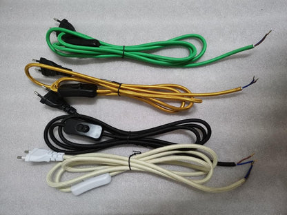 2m AC 220-250V EU Power Cord with Switch Fabric Covered Electrical Power Cable For DIY Table Lamp Cord