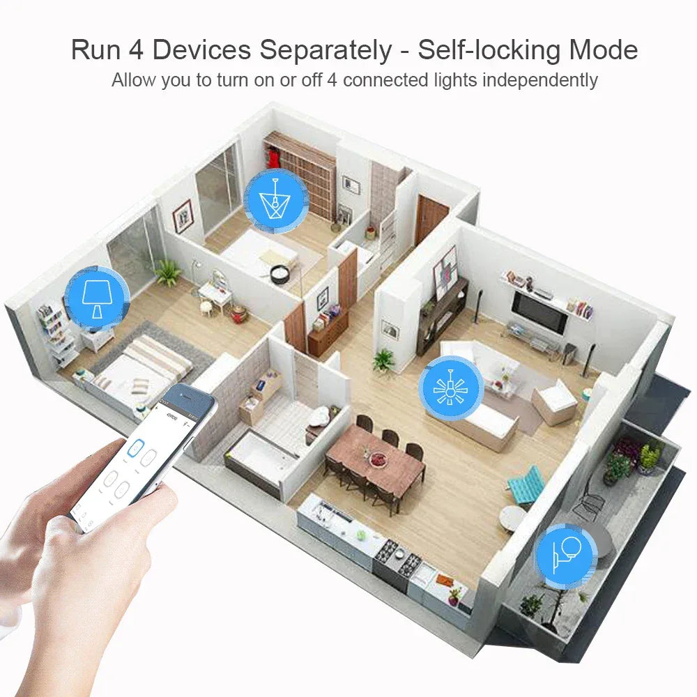 Tuya Smart Home 4CH Relay Module AC/DC 7-32V AC 220V 10A Wifi Switch 4 Channels RF433 Receiver Work With Vioce Alexa Google Home
