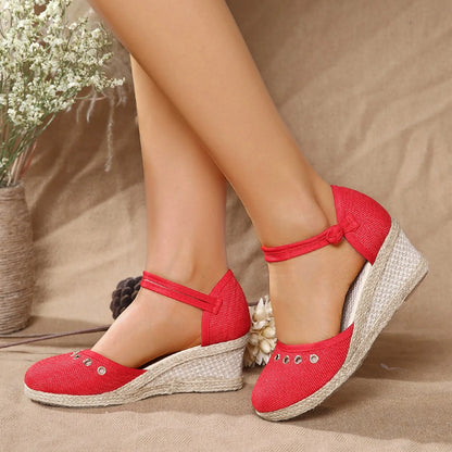 Sandals Women 2024 Summer Comfortable Platform Wedge Sandals Braided Buckle Breathable Wedge Sandals Outdoor Female Shoes