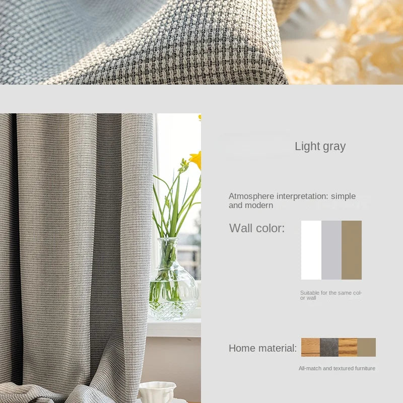Modern Simple Balcony Drapes Light Luxury Bedroom Thick Blackout Curtain Large Area Bay Window Curtains Home Living Room Drape