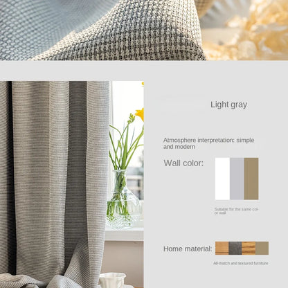 Modern Simple Balcony Drapes Light Luxury Bedroom Thick Blackout Curtain Large Area Bay Window Curtains Home Living Room Drape