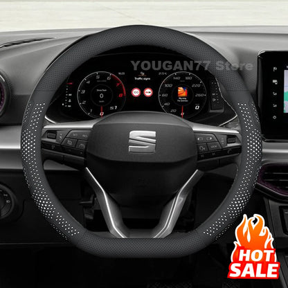 Leather Car Steering Wheel Cover For Seat Ibiza 2013-2024 2025 Non-slip Covers For Covers Auto interior Seat leon Accessories by PDG ibma