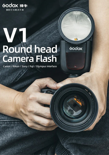 GODOX V1 Camera Flash TTL HSS Speedlight 1/8000s Li-ion Battery Speedlite Flash for Canon Sony Nikon Fuji Pentax V1C V1S V1N V1F