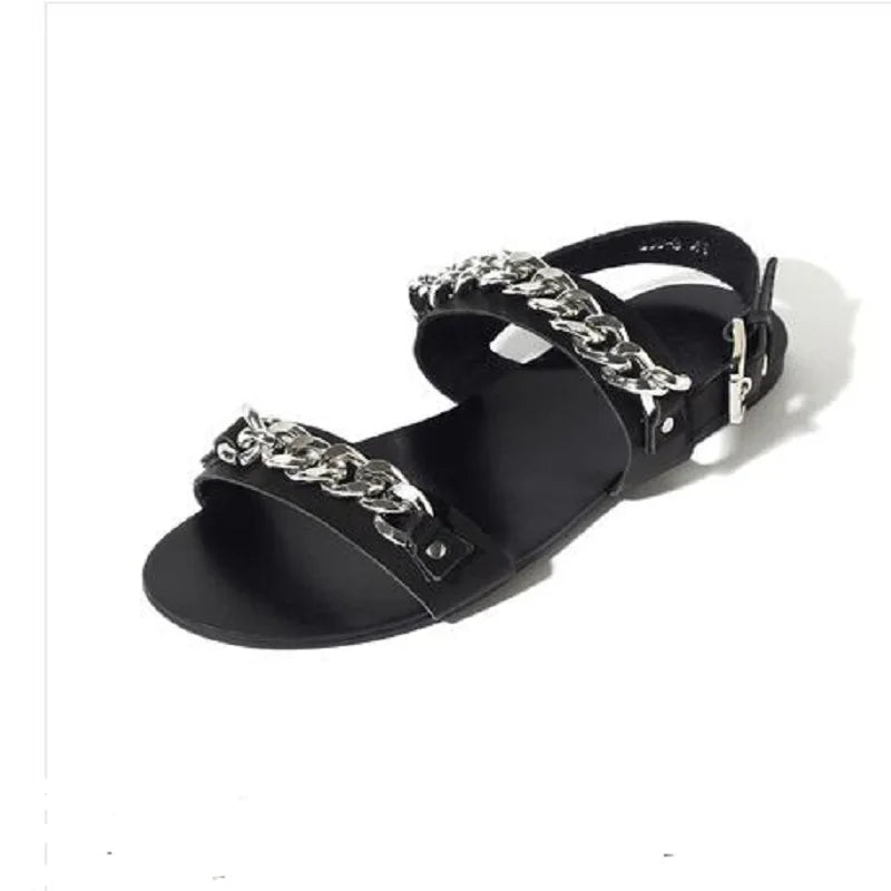 Summer Men Shoes Designer's Genuine Leather Men Sandalias Zapatos Mujer Rome Rock Fashion Mens Sandal Shoes flat men sandals