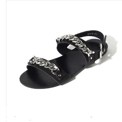 Summer Men Shoes Designer's Genuine Leather Men Sandalias Zapatos Mujer Rome Rock Fashion Mens Sandal Shoes flat men sandals