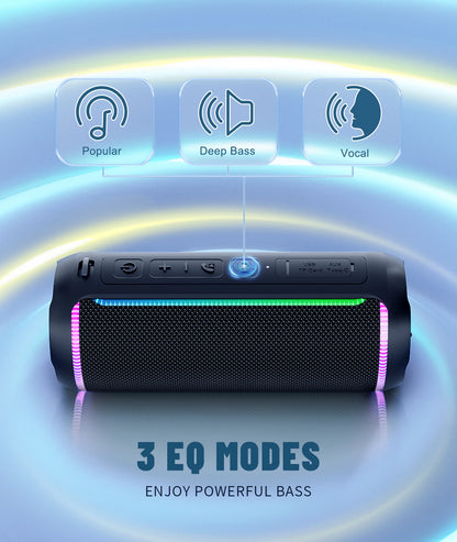 Ortizan Wireless Portable Bluetooth Speaker X30 with 40W Stereo Sound, Rich Bass, IPX7 Waterproof, 30H Playtime, TWS, LED Lights