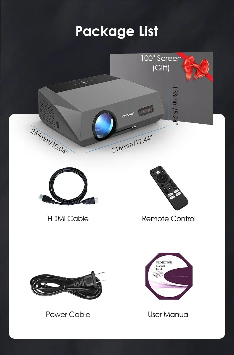 CAIWEI A10Q Projector 4K Full HD 1080P Home Theater Google TV WiFi Smart TV AutoFocus Netfli Beam проектор for Outdoor