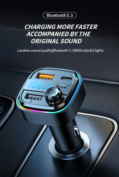 Newest C26 Bluetooth 5.0 FM Transmitter Handsfree Car Radio Modulator MP3 Player USB Super Quick Charge Adapter Car Accessories