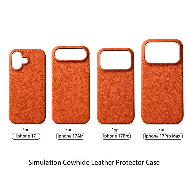 Luxury Simulation Cowhide Leather Case for Apple iPhone 17 Pro Max Cover iPhone17 Air PU Leather Official Style Phone Cover