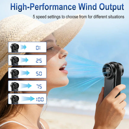 Portable Mini Handheld Fan High-speed Outdoor Small Fan USB Rechargeable Large Capacity 4000 mAh LED Display 100 Wind Speeds