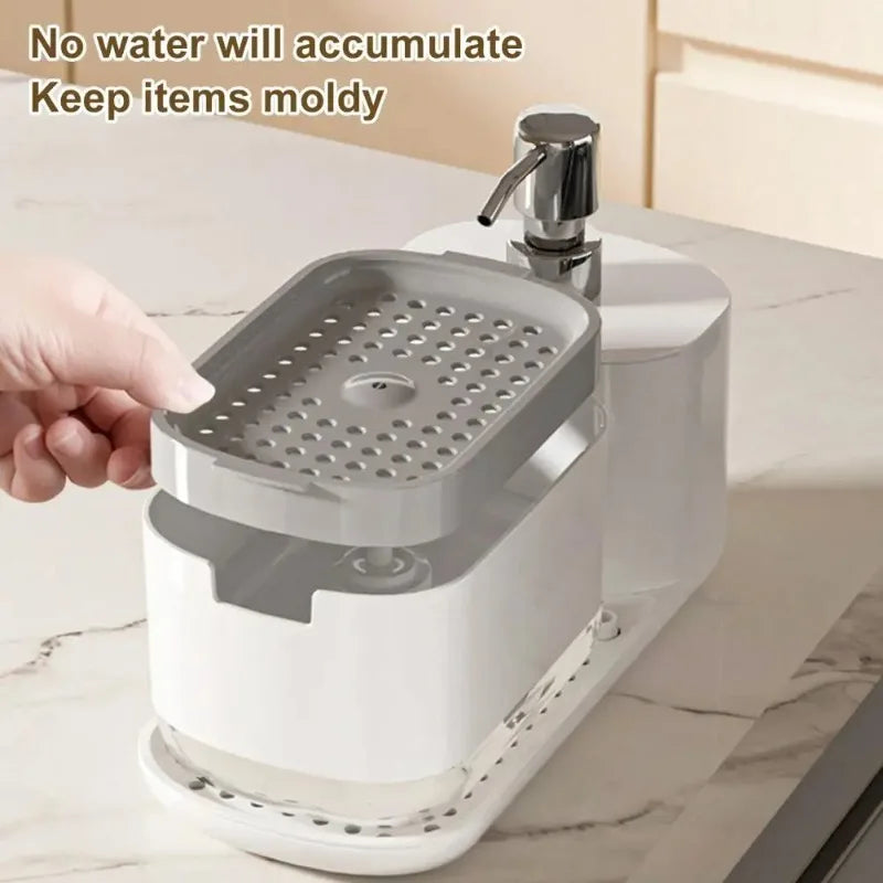 Hand Dish Soap Dispenser Sponge Towel Holder Sink Drain Tray Liquid Soap Pump Container Bathroom Accessory Kitchen Organizer