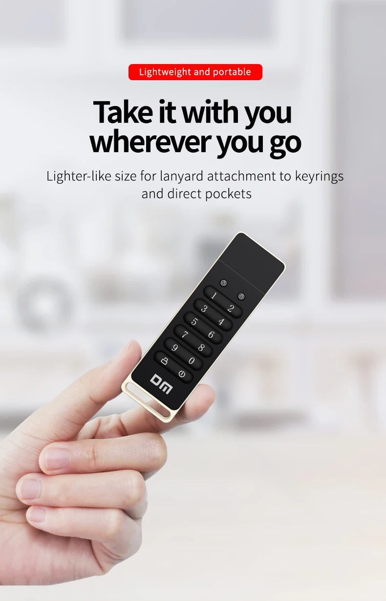 DM FD063 256-bit Encrypted USB Drive Password Secure Flash Drive USB3.0 U Disk Support Reset/Wipe/Auto Lock Function