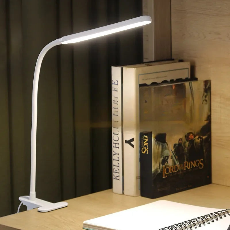 LED Adjustable Table Lamp USB 3 Colors Eye Protection Study Night Lamps Clip On Dimmable for Home Office  Reading Led Desk Lamps