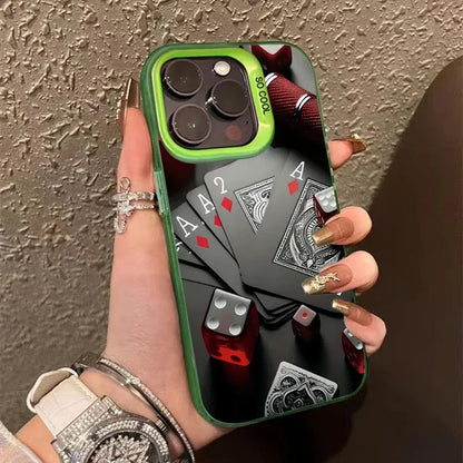 Poker For iphon 16 15 Plus X XR XS Max 11 12 13 Pro 16 Pro Max X XR XS Shockproof Ultra-Thin Hard Cover Protective Phone Case