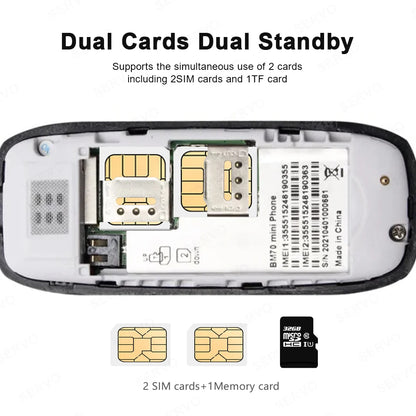 SERVO BM70 Mini Mobile Phone 2SIM Standby Bluetooth Dialer Call Recording Magic Voice MP3 Player Blacklist Small Cheap Cellphone