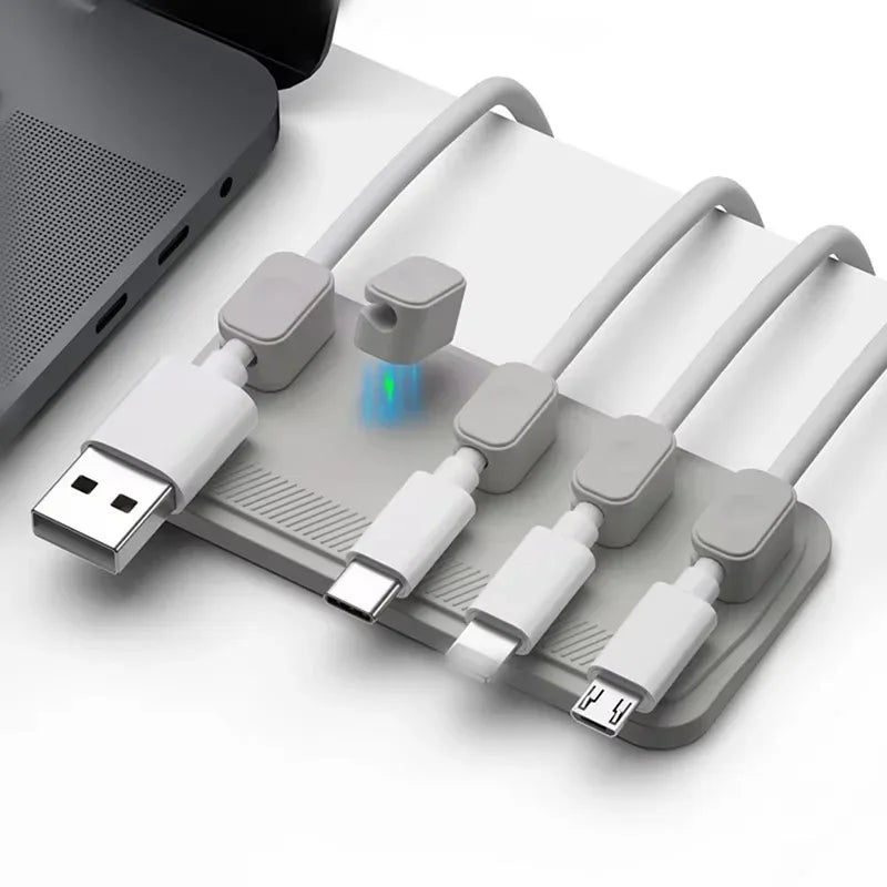 Magnetic Cable Management Holder Desktop Cable Clip Multipurpose Cord Keeper For Home Office For Mouse Charging Cables Storage