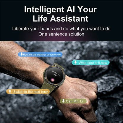 2025 New Sport Smart Watch Men 360*360 HD Screen Flashlight Health Monitoring IP68 Waterproof Heart Rate BT Call Smartwatch Man