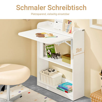 SoBuy FWT92 Folding Computer table table with shelves Folding table work table office table for home office wall table