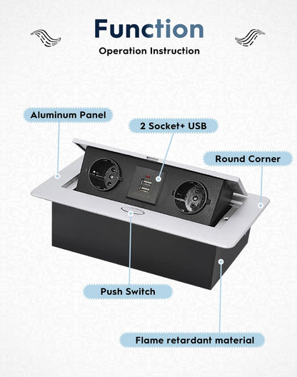 White/Black/Silver/Gold(Бронза Bинтажна) Metal Panel EUR Version RU Table Socket 2/3 Outlet USB Office Kitchen Cabinet Install