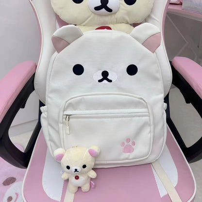 Kawaii Rilakkuma Cartoon Plush Backpack Cute Bear Younger Sister Large Capacity Student Schoolbag Lovely  Birthday Present gift