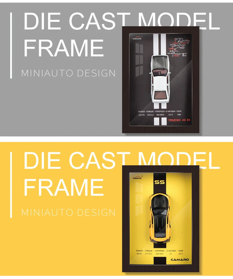 1:32 3D Photo Frame Wall Hanging Paintings Alloy Metal Diecast Model Car Home Trend Toy Decorations Display Valentine's Day Gift