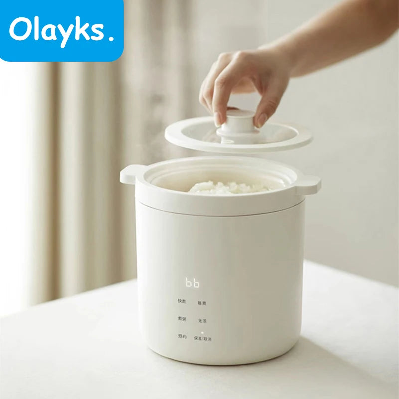 Olayks 1.2L Electric Rice Cooker Ceramic Glaze Liner Mini Electric Cooker Fast Cooking Multifunctional Kitchen Appliances 220V