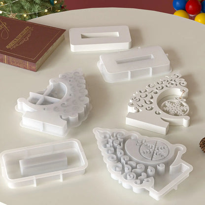 Christmas Tree Stand Snowflake Ornament Silicone Mold with Base DIY Christmas Ornament Crafts Gifts Home Decor Table Decorations