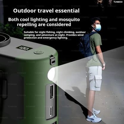 Portable Waist Clip Fan Small USB Charging Hanging Fan with LED Flashlight Outdoor Single/dual Air Outlet Fan 20000/10000Mah