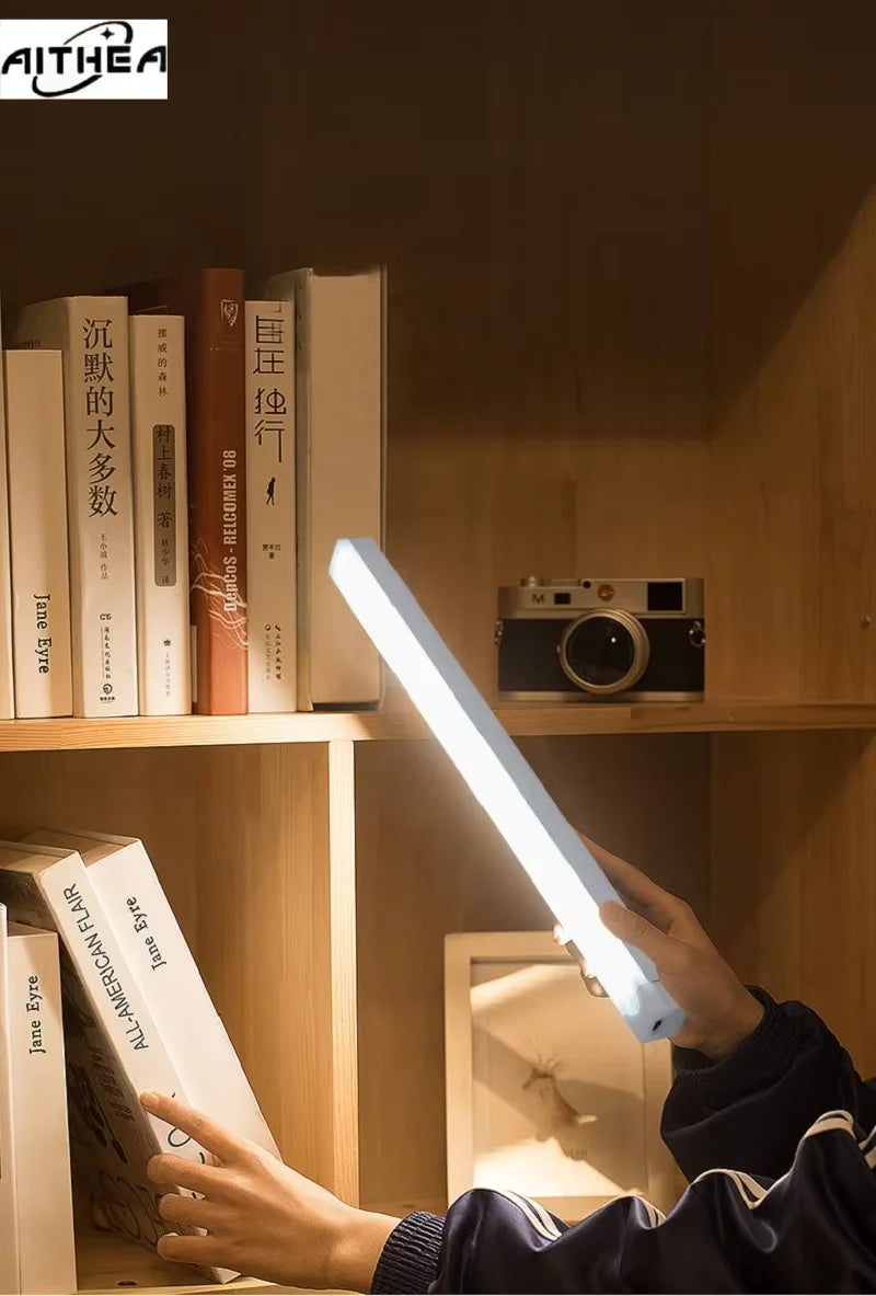 AITHEA USB Rechargeable PIR Motion Sensor LED Bar Lights Dimmable Detector Night Light Portable Induction Cabinet Lamp for Room