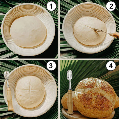304 Stainless Steel Dough Whisk with Smooth Wooden Handle Sourdough & Bread Mixing 13 Inch Danish Dough Whisk Bread Tools