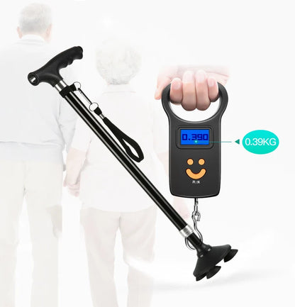 1pc Old People Crutch 60-94cm Telescoping Aluminum Alloy Rod Walking Stick T-handle with Lamp