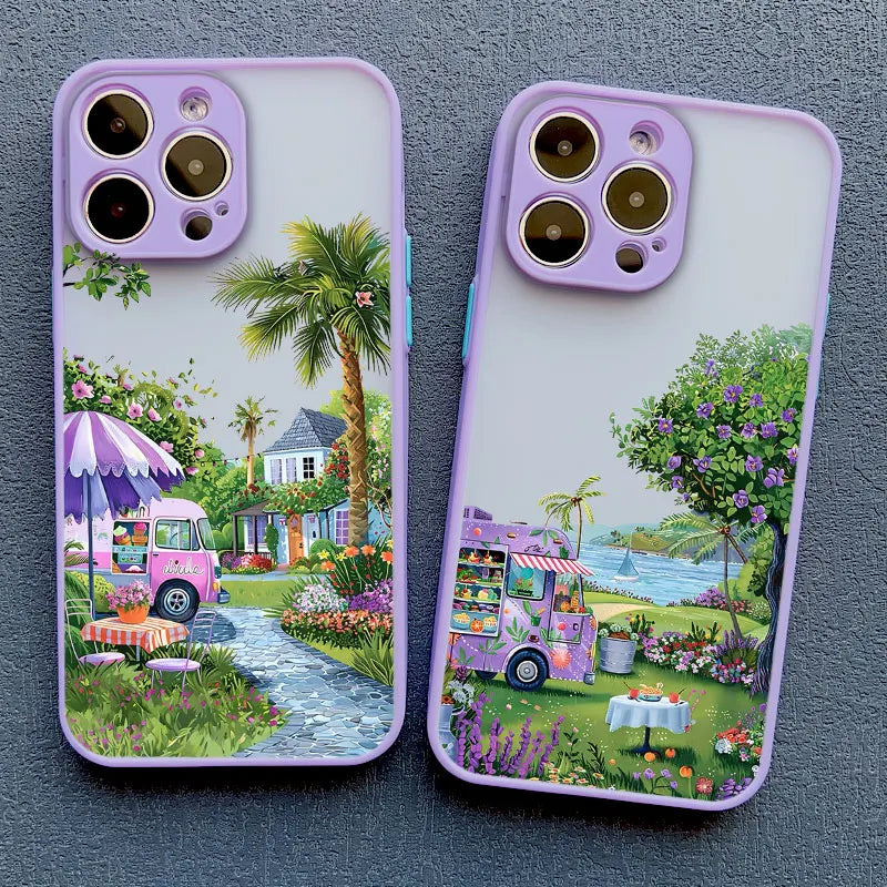 Coconut Tree Phone Case For iPhone 11 12 13 14 15 Pro Max Mini 16 Pro Max X XR XS 7 8 15 Plus SE Summer Scenery Shockproof Cover