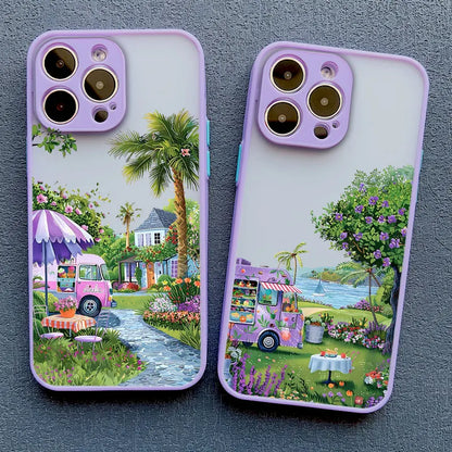 Coconut Tree Phone Case For iPhone 11 12 13 14 15 Pro Max Mini 16 Pro Max X XR XS 7 8 15 Plus SE Summer Scenery Shockproof Cover